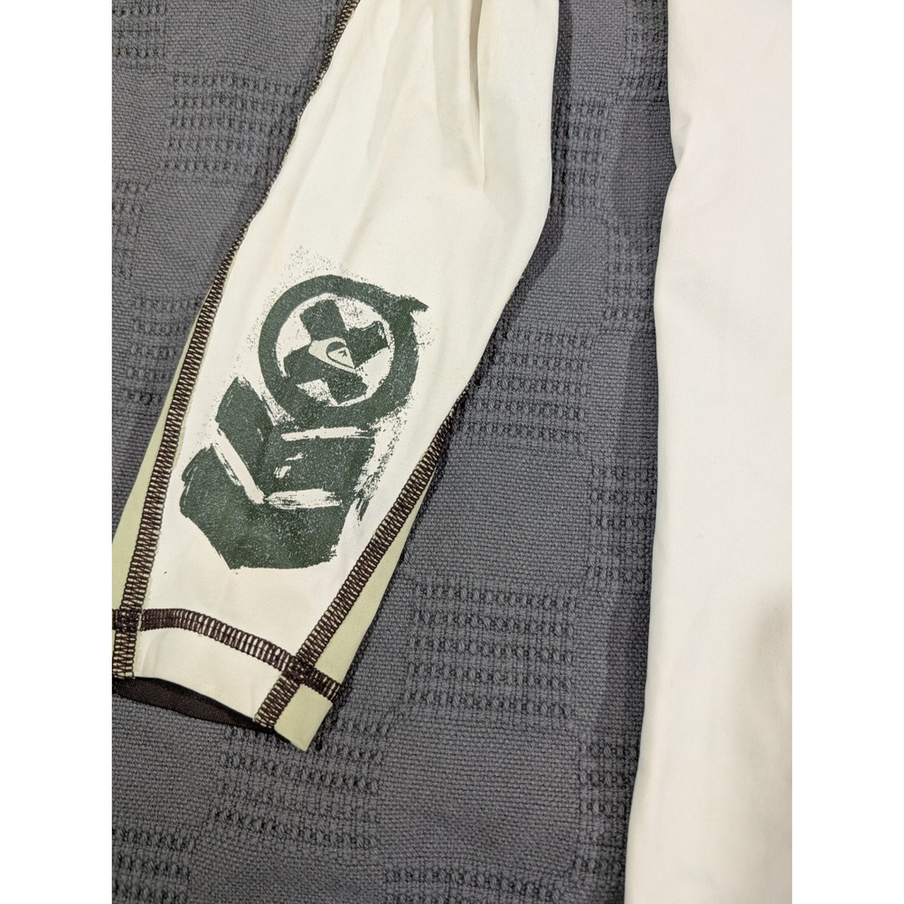 Quiksilver UVtech Rash Guard Mens Medium Brown Cream Long Sleeve Swim Shirt - Picture 2 of 10
